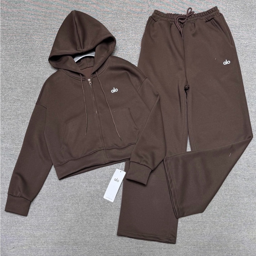 Alo Brown Hoodie and Sweatpants Set
